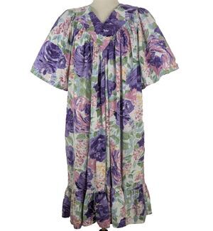 VTG Patchouli from Nature Size MED Purple Floral Cotton MuMu Dress